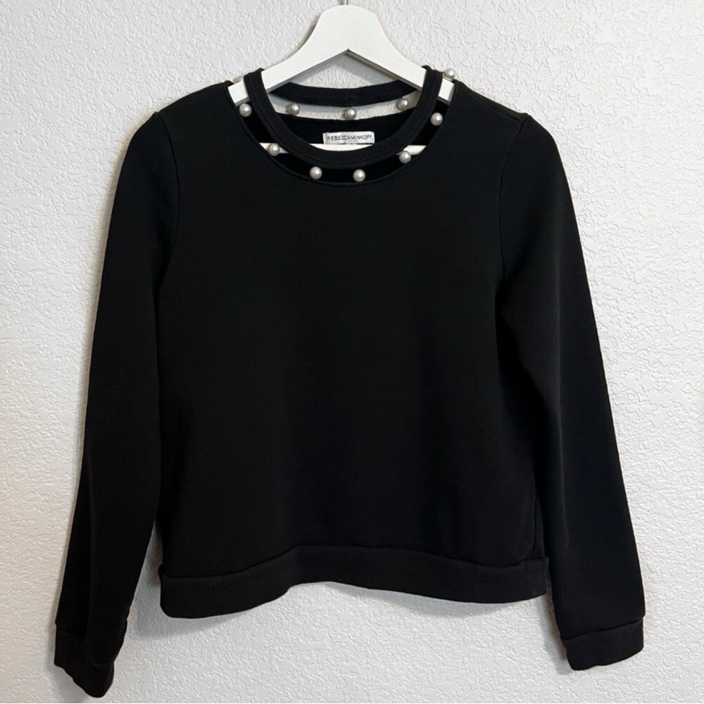 Rebecca Minkoff Pearl Collar Black Sweatshirt Women Size S